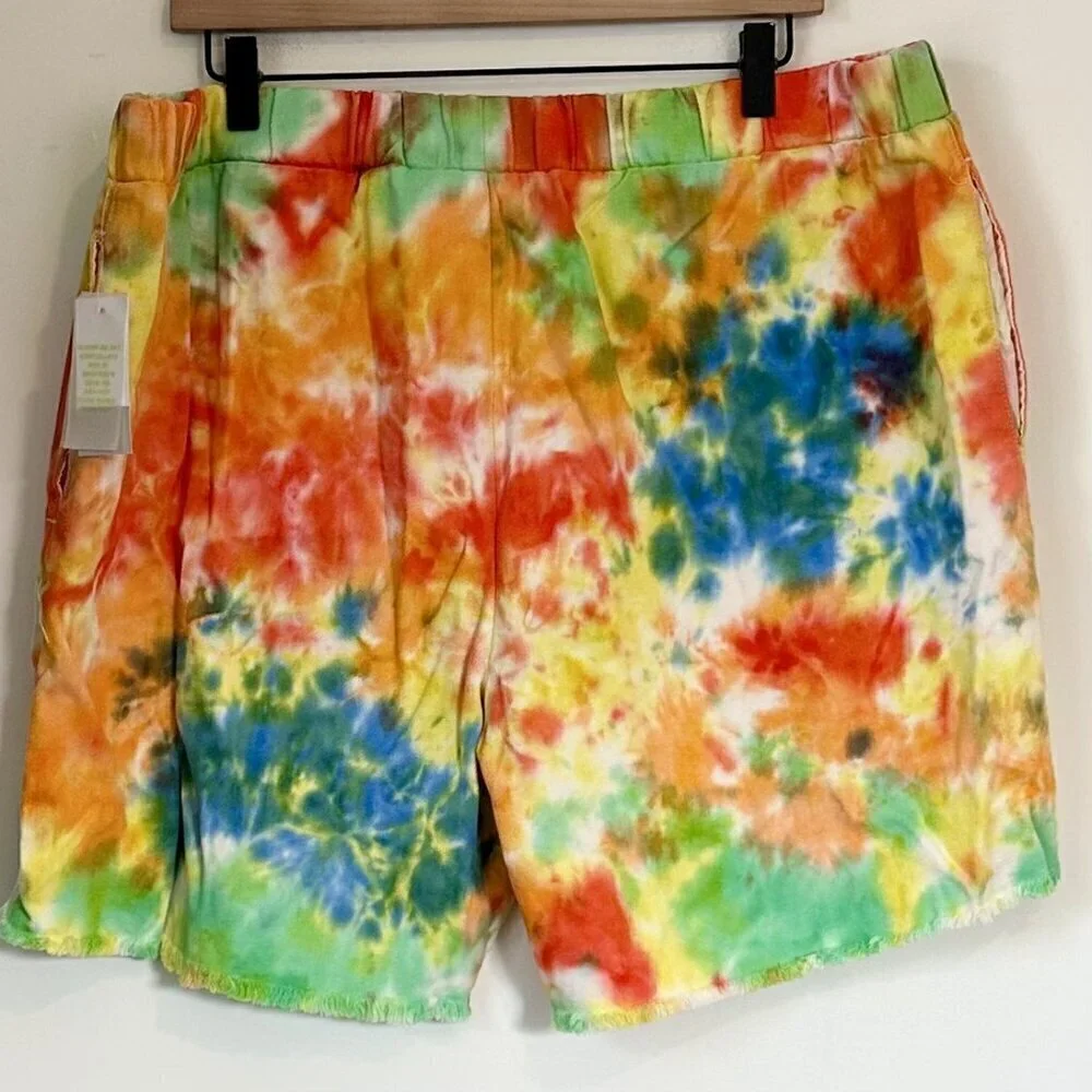 NWT BP by Nordstrom Elastic Waist Multicolor Tie Dye Cutoff Shorts - Size: 2X - Picture 6 of 6